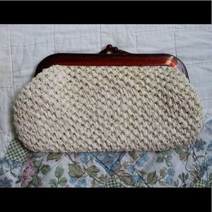 Vintage synthetic straw clutch